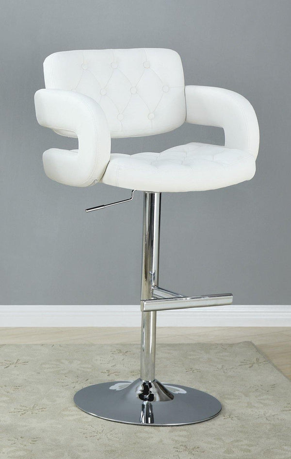 Rec room/bar stools: height adjustable 102557 White Contemporary adjustable bar stool By coaster - sofafair.com