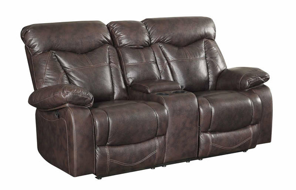 Zimmerman motion 601712 Dark brown Casual leatherette motion loveseats By coaster - sofafair.com