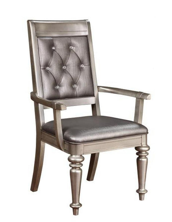 Bling game 106473 Metallic platinum Hollywood Glam arm chair By coaster - sofafair.com