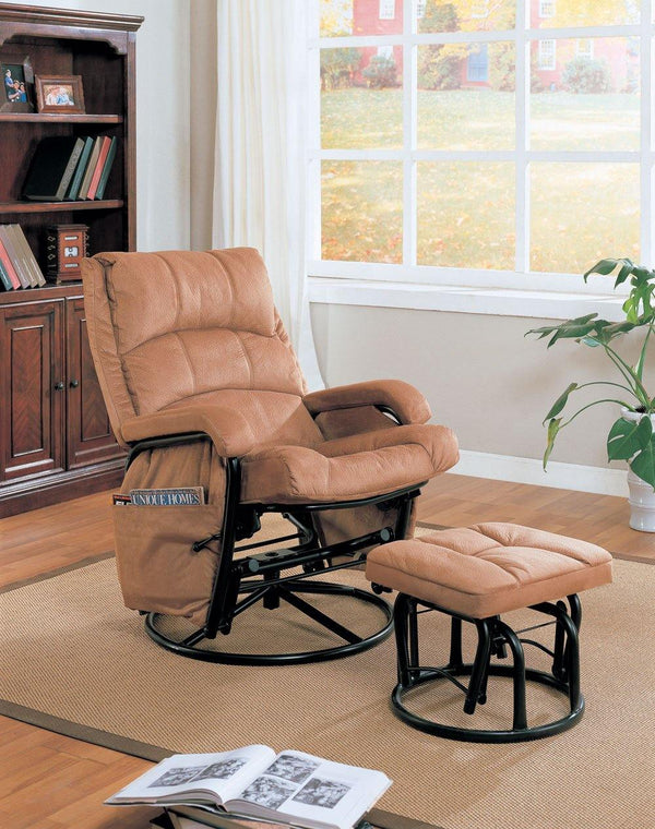Living room : gliders 650005 Brown Casual fabric recliners By coaster - sofafair.com