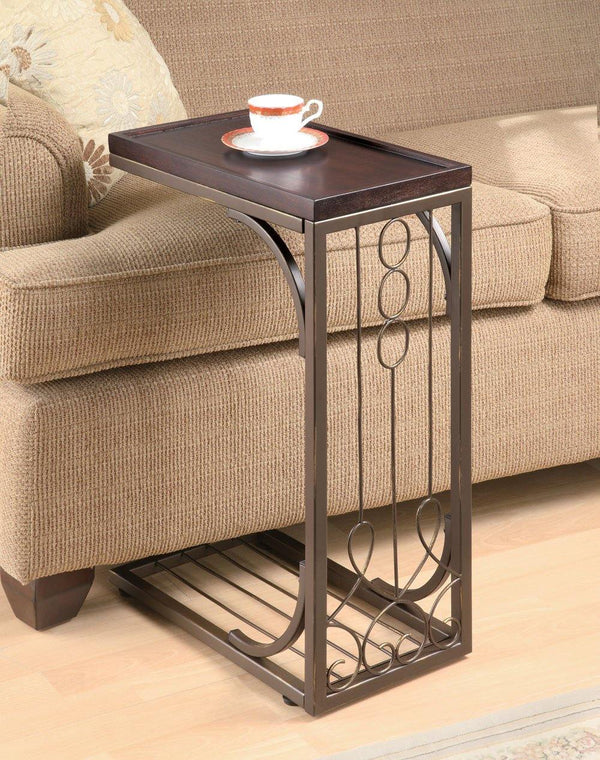 Traditional brown snack table 900280 Brown metal accent table By coaster - sofafair.com