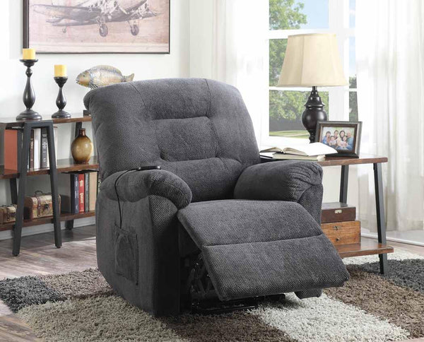 Living room : power lift recliner 600398 Charcoal Casual fabric power lift recliners By coaster - sofafair.com
