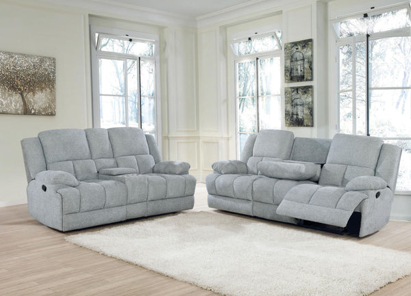 2 pc two pieces set 602561-S2 Grey fabric motion living room sets By coaster - sofafair.com