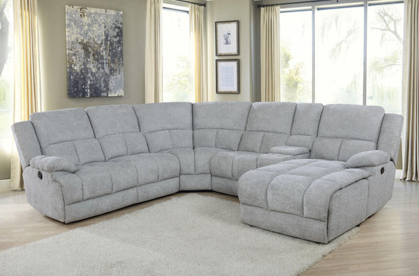 6 pc motion sectional 602560 Grey fabric motion sectionals By coaster - sofafair.com
