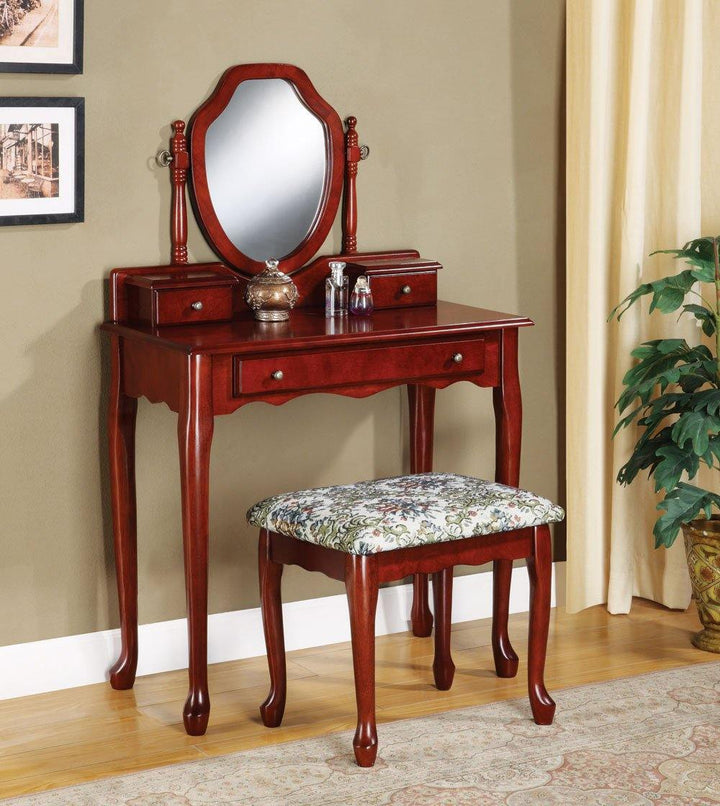 Traditional brown-red vanity set 3441 Floral Traditional Vanity1 By coaster - sofafair.com