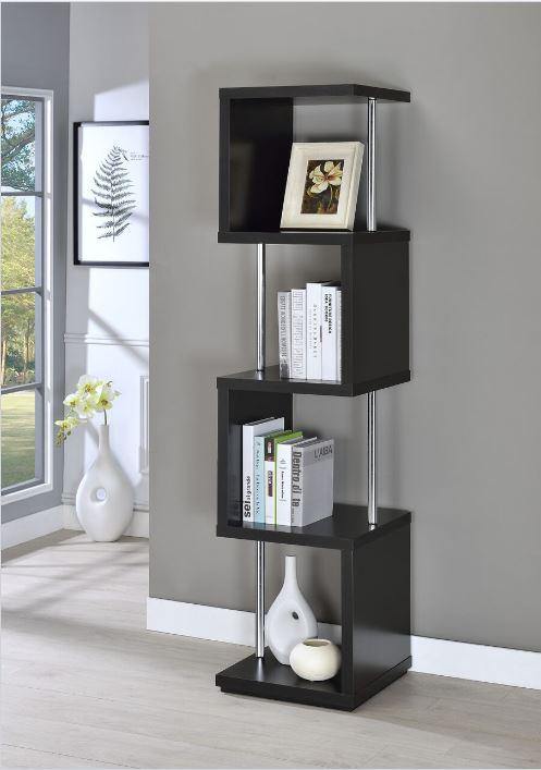 Home office : bookcases 801419 Black Contemporary Bookcase1 By coaster - sofafair.com