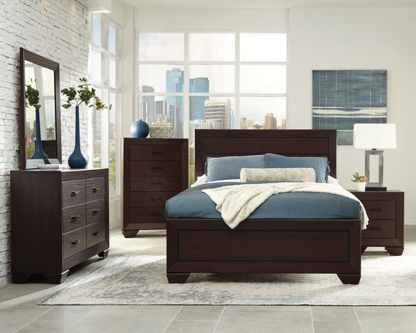 Fenbrook transitional dark cocoa eastern king five-piece five pieces set 204391-S5 bedroom sets By coaster - sofafair.com