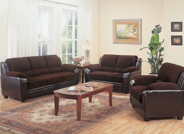 Monika transitional chocolate two-piece living room two pieces set 502811-S2 living room sets By coaster - sofafair.com