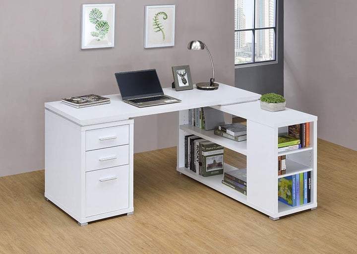 Yvette 800516 White Casual l-shape desk By coaster - sofafair.com