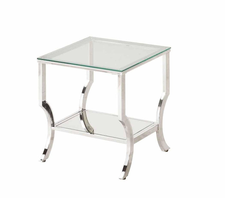 Living room: glass top occasional tables 720337 Chrome End Table1 By coaster - sofafair.com
