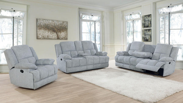 3 pc three pieces set 602561-S3 Grey fabric motion living room sets By coaster - sofafair.com