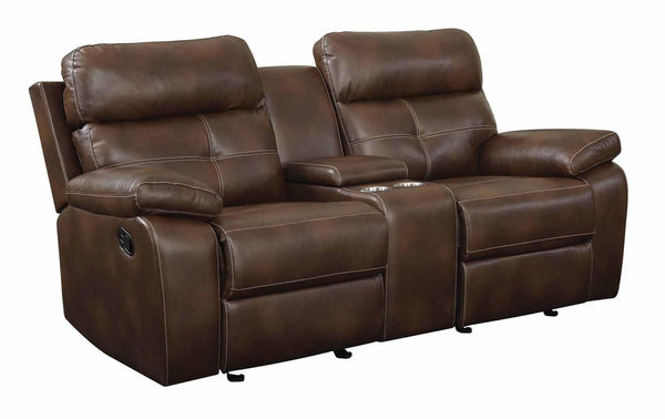 Damiano motion 601692 Tri-tone brown Transitional leatherette motion loveseats By coaster - sofafair.com
