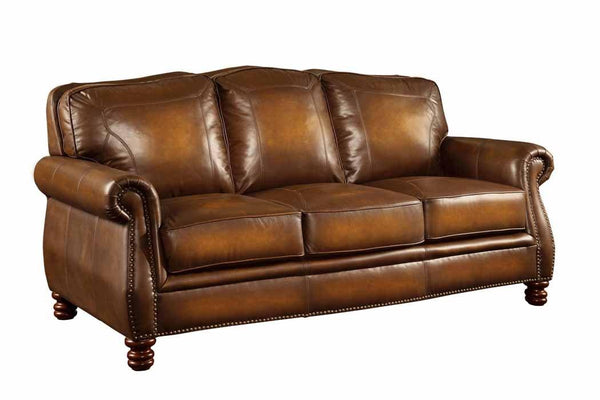 Montbrook 503981 Hand rubbed brown leather Sofa1 By coaster - sofafair.com
