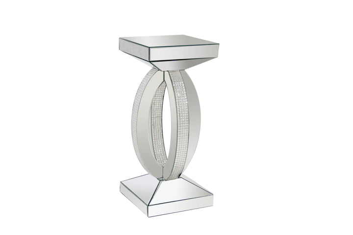 Contemporary silver mirrored side table 722517 Silver End Table1 By coaster - sofafair.com