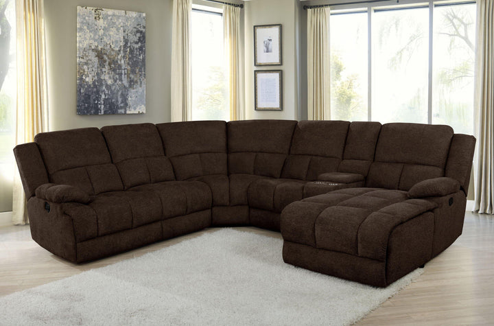 6 pc motion sectional 602570 Brown fabric motion sectionals By coaster - sofafair.com