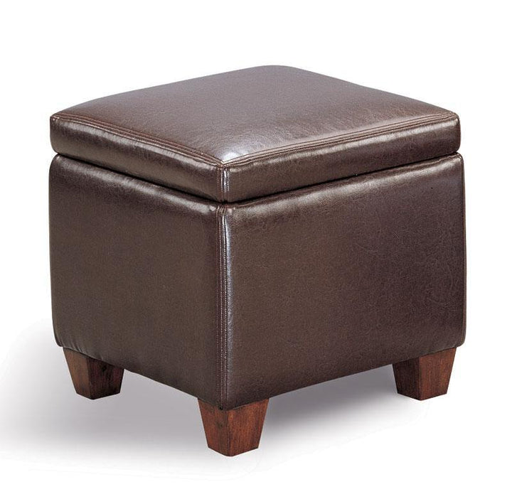 Living room: glass top occasional tables 500903 Dark brown Casual Ottoman1 By coaster - sofafair.com