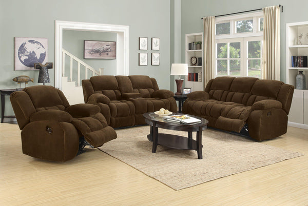 Weissman motion 601924-S3 Chocolate Casual fabric motion living room sets By coaster - sofafair.com