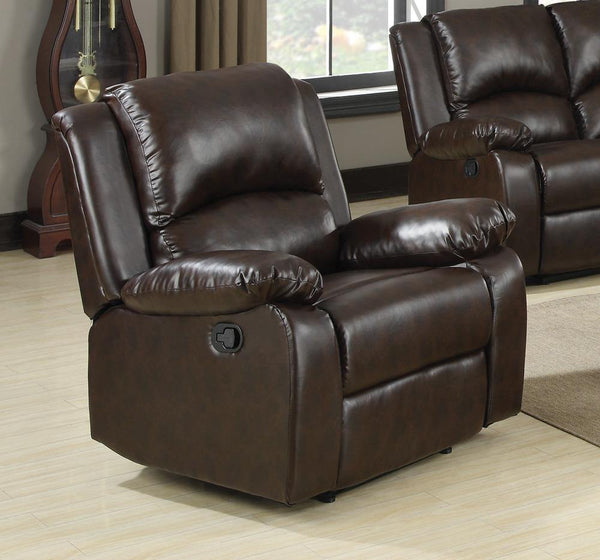 Boston motion 600973 Two tone brown Casual leatherette motion recliners By coaster - sofafair.com