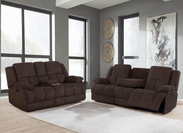 2 pc two pieces set 602571-S2 Brown fabric motion living room sets By coaster - sofafair.com