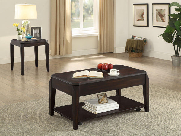 Transitional walnut end table 721047 Walnut End Table1 By coaster - sofafair.com