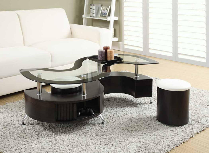 Delange motion 720218 Cappuccino Contemporary coffee table By coaster - sofafair.com