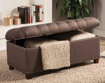 Tufted mocha storage bench 500065 Brown Bench1 By coaster - sofafair.com