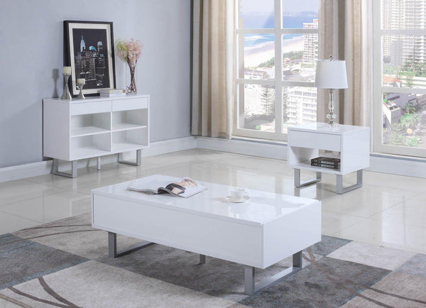 705698 High glossy white Contemporary glossy white coffee table By coaster - sofafair.com