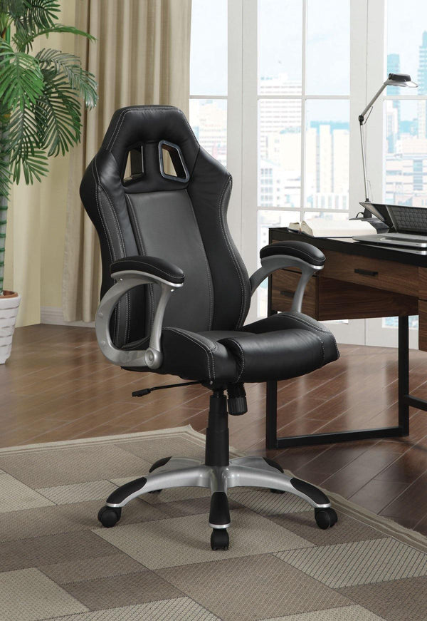 Home office : chairs 800046 Silver Casual Contemporary leatherette office chair By coaster - sofafair.com