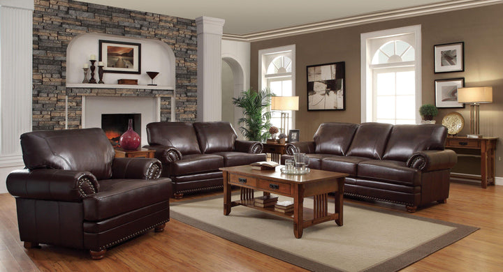 Colton brown leather two-piece living room two pieces set 504411-S2 living room sets By coaster - sofafair.com