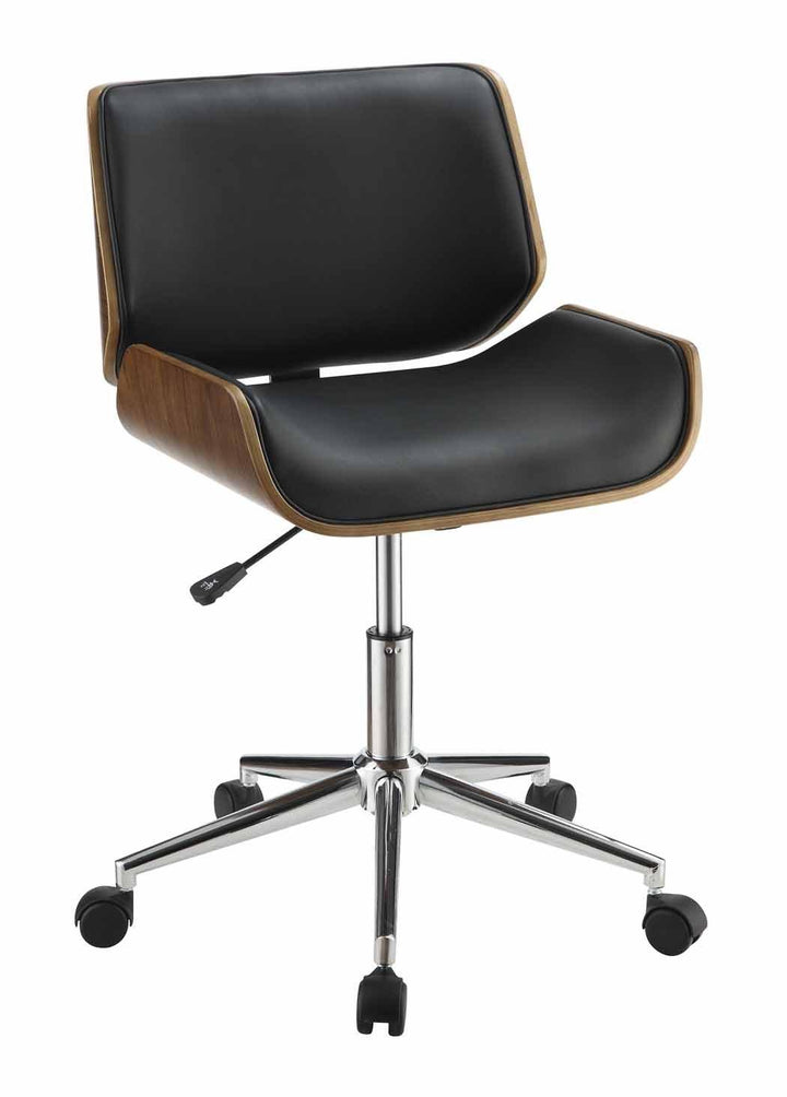 Home office : chairs 800612 Walnut Mid Century Modern leatherette office chair By coaster - sofafair.com