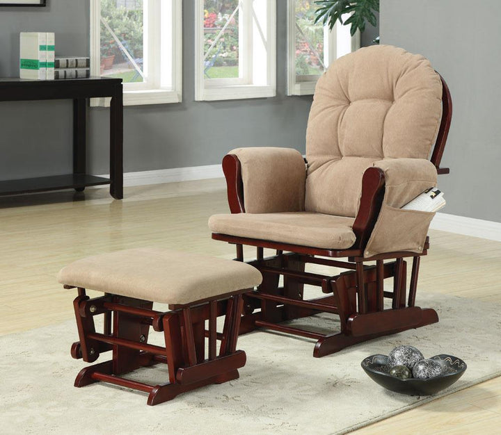 Living room : gliders 650010 Tan Traditional fabric recliners By coaster - sofafair.com