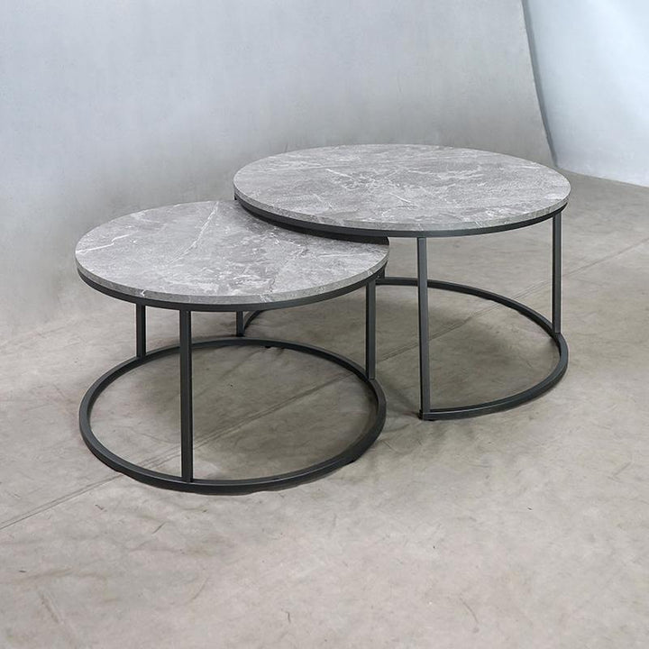 736028 Grey faux marble 2 pc nesting coffee table By coaster - sofafair.com