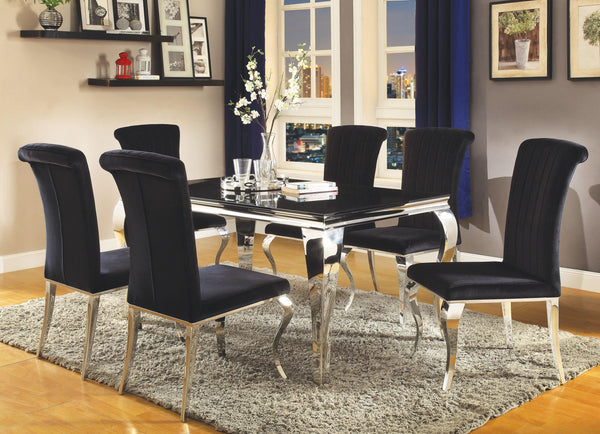 Carone contemporary black and silver five-piece dining five pieces set 105071-S5 dining sets By coaster - sofafair.com