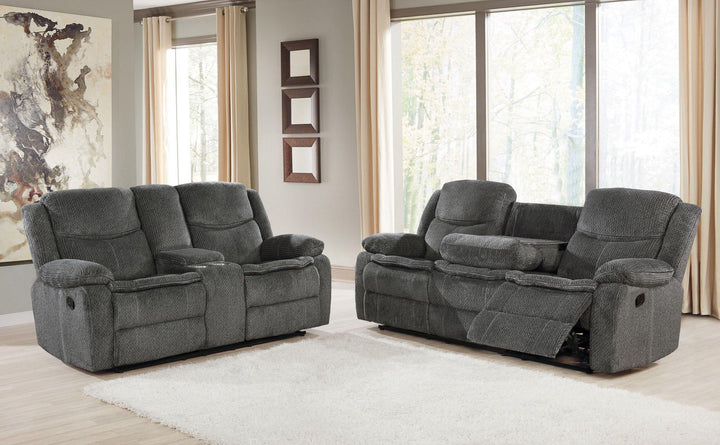 2 pc two pieces set 610254-S2 Charcoal fabric motion living room sets By coaster - sofafair.com