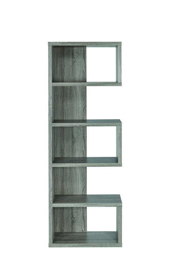 Home office : bookcases 800552 Weathered grey Rustic Bookcase1 By coaster - sofafair.com