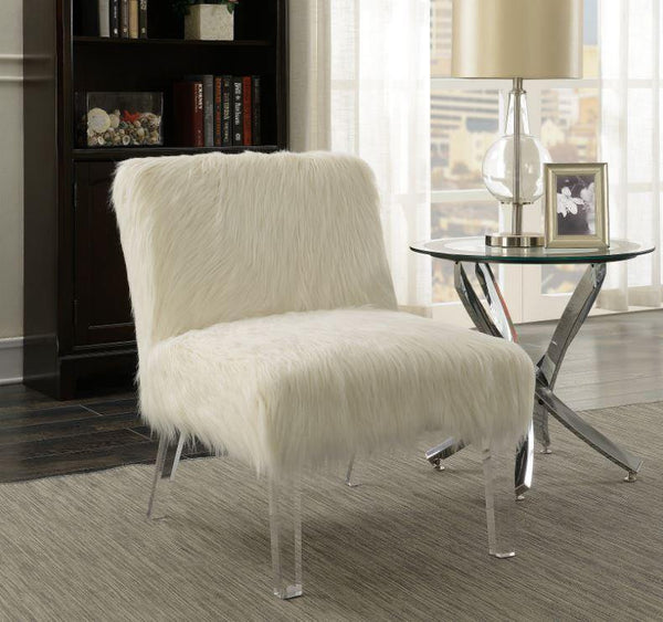 904059 Clear Contemporary white accent chair By coaster - sofafair.com