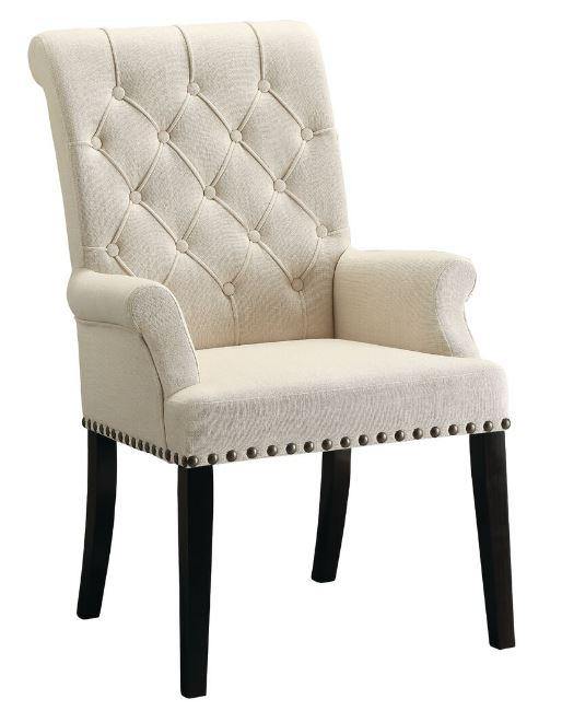Parkins cream upholstered dining arm chair 190163 Beige Dining Chair1 By coaster - sofafair.com