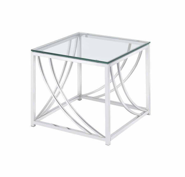 Living room: glass top occasional tables 720497 Chrome End Table1 By coaster - sofafair.com
