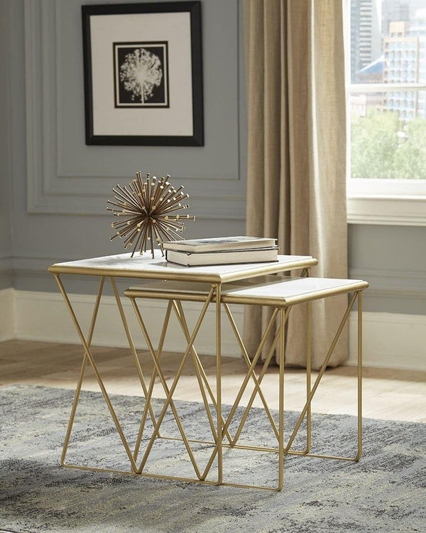930075 White Modern marble and gold nesting tables By coaster - sofafair.com