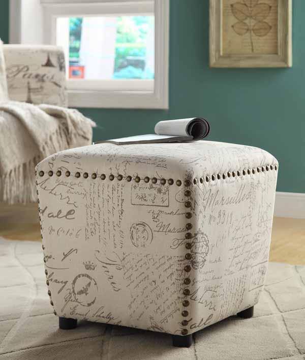 Accents : ottomans 501108 Off white/grey Casual Ottoman1 By coaster - sofafair.com