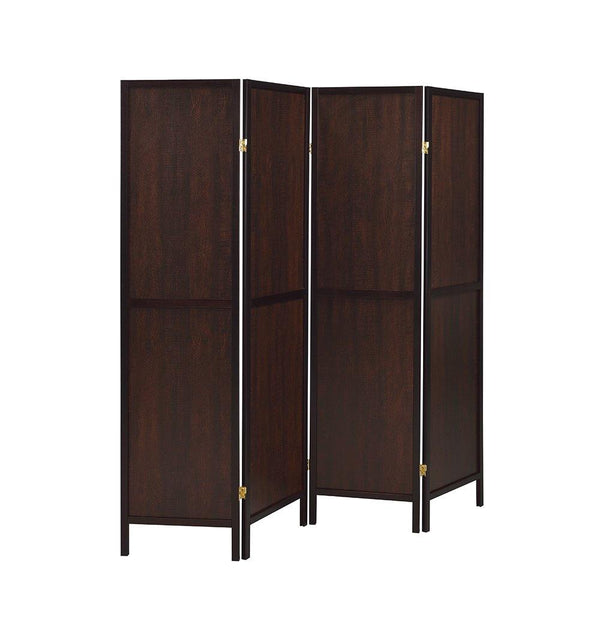 961414 Rustic tobacco Rustic tobacco and cappuccino four-panel screen By coaster - sofafair.com