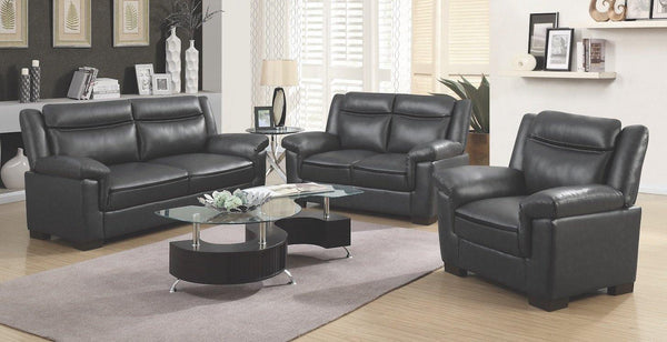 Arabella brown faux leather three-piece living room three pieces set 506591-S3 3 pc set By coaster - sofafair.com