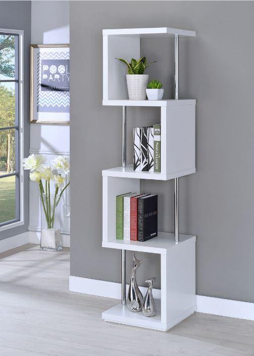 Home office : bookcases 801418 White Contemporary Bookcase1 By coaster - sofafair.com