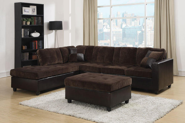 Mallory sectional 505645 Chocolate Casual Sectional1 By coaster - sofafair.com