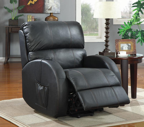 Living room : power lift recliner 600416 Black Casual Contemporary leather power lift recliners By coaster - sofafair.com