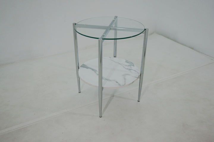 End table 723277 Carrara marble metal End Table1 By coaster - sofafair.com