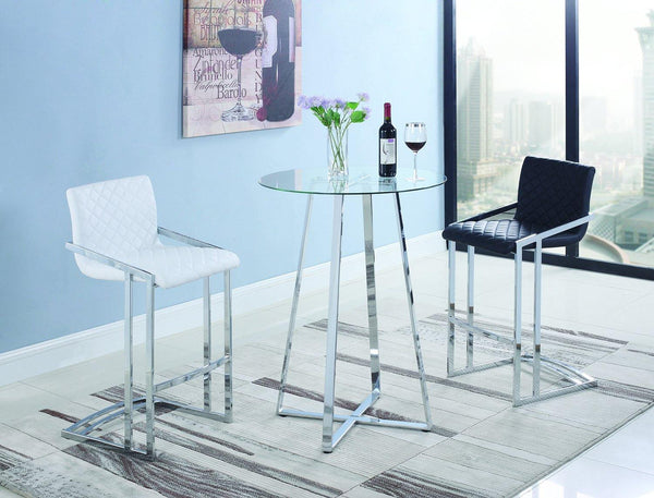 100026 metal Rec room/ bar tables: chrome/glass By coaster - sofafair.com