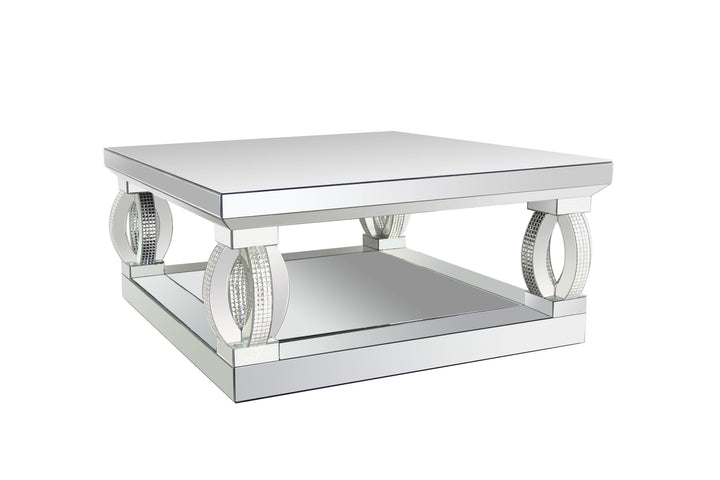 722518 Silver Contemporary silver mirrored coffee table By coaster - sofafair.com