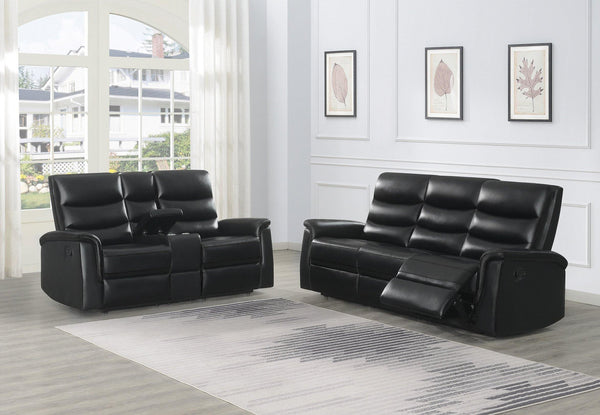 2 pc two pieces set 601514-S2 Black leatherette motion living room sets By coaster - sofafair.com
