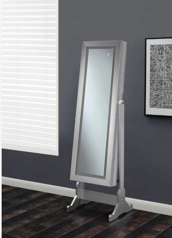 Silver jewelry cheval mirror 951017 jewelry armoire By coaster - sofafair.com